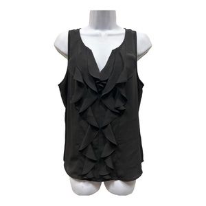White House Black Market WHBM Reagan Ruffle Sleeveless Shell Blouse Top 10